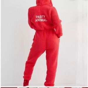 Aerie “Party Animal” Sherpa Jumpsuit Onesie/Pajamas